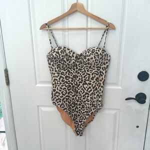 J. Crew Underwire One Piece Swimsuit Leopard Print Size 10